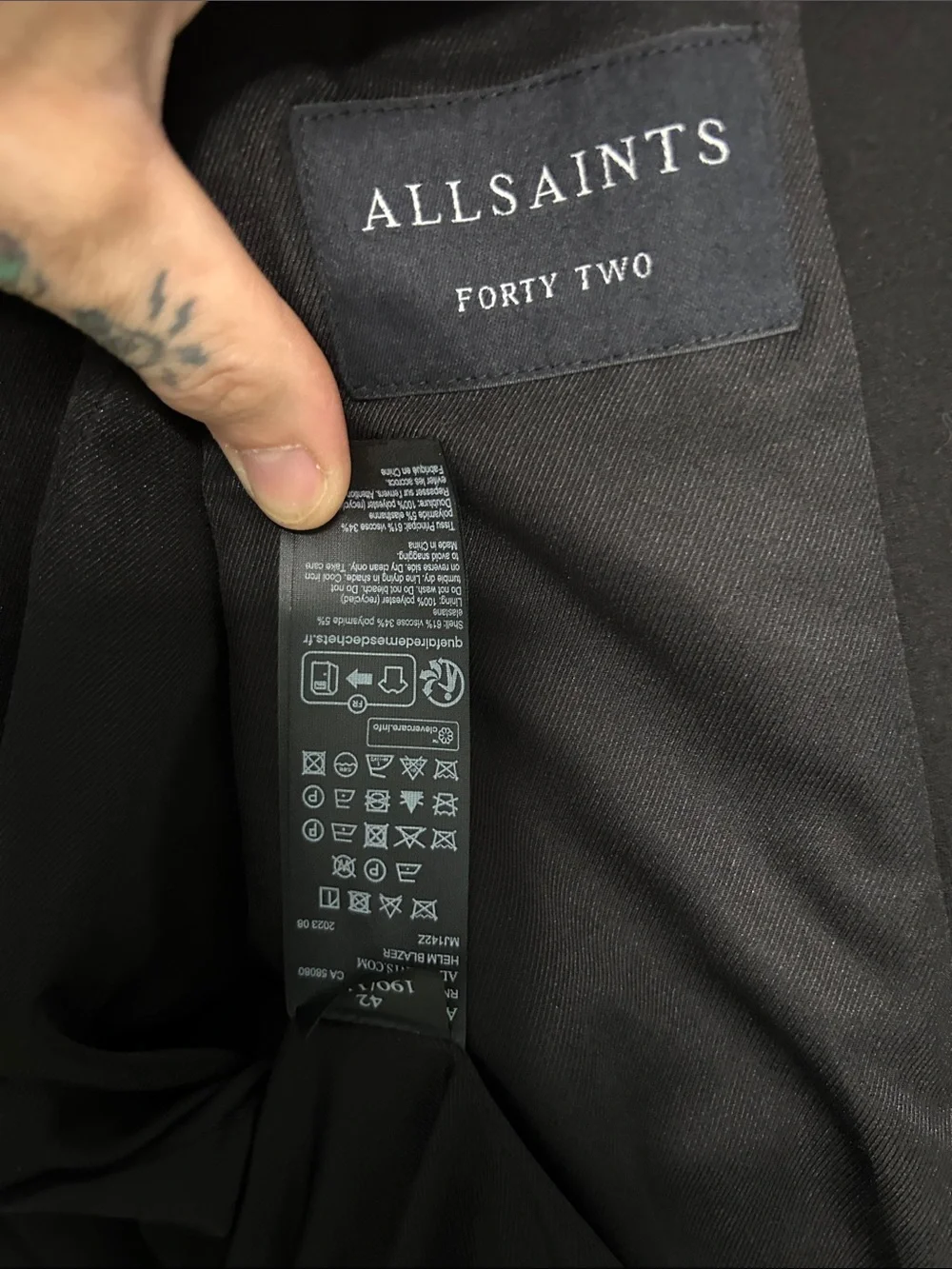 AllSaints Black Two-Button Notch Lapel Blazer